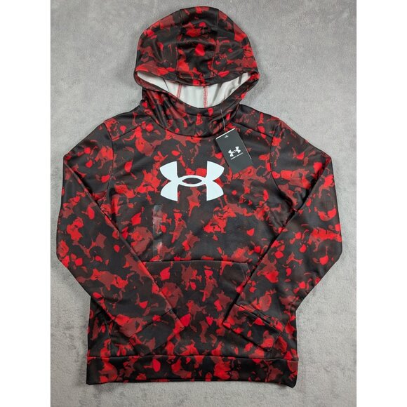Under armour Other - Under Armour Hoodie Boys Youth Size Large Red Loose Fit Lightweight Fleece Lined